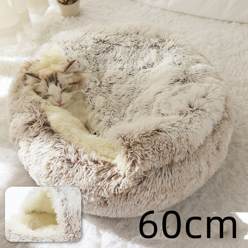 2 In 1 Round Plush Warm Bed