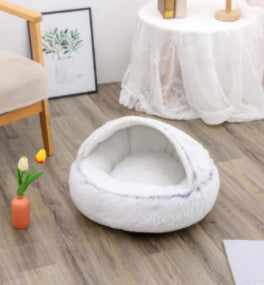 2 In 1 Round Plush Warm Bed