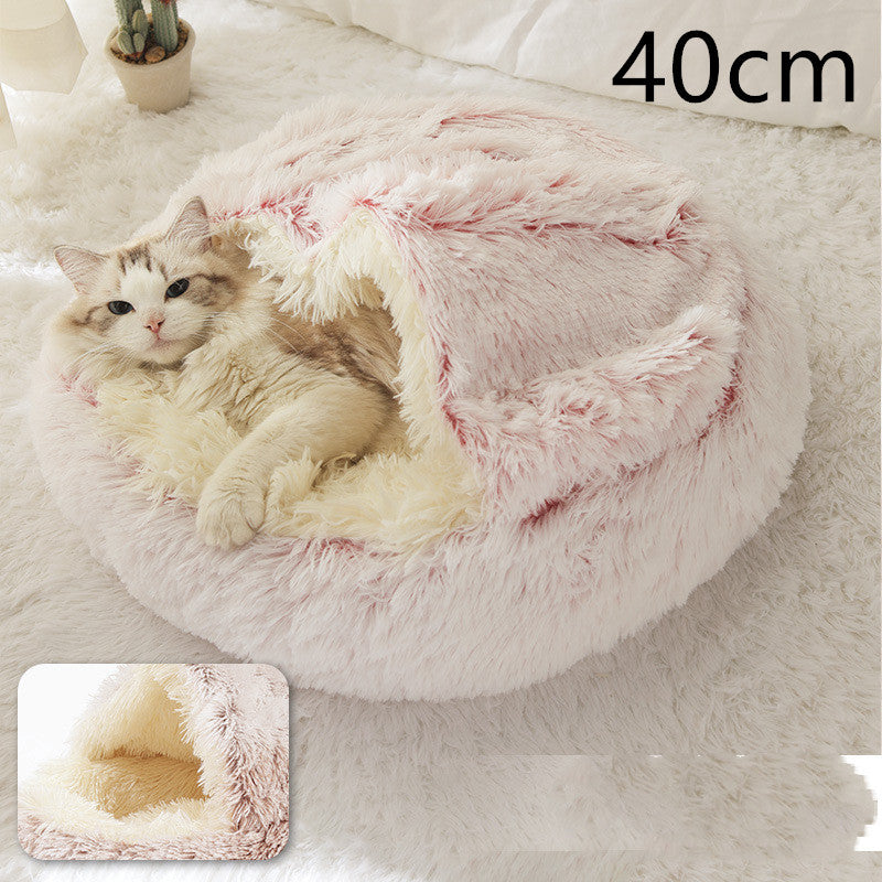 2 In 1 Round Plush Warm Bed