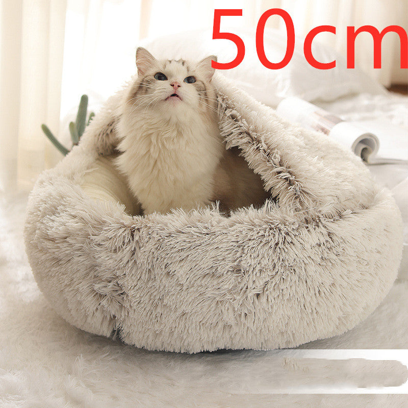 2 In 1 Round Plush Warm Bed