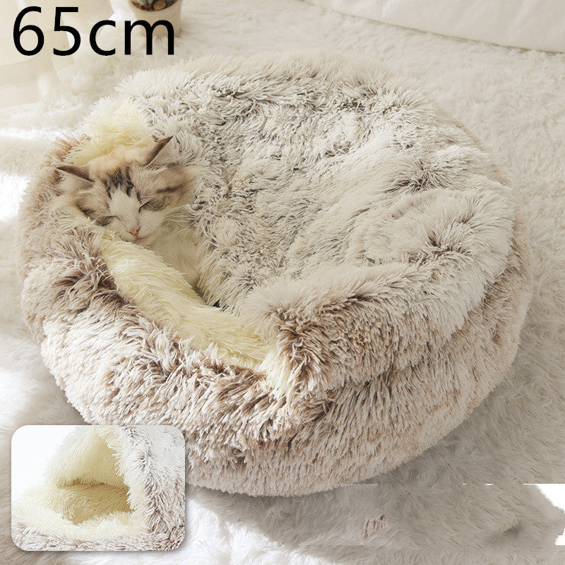 2 In 1 Round Plush Warm Bed