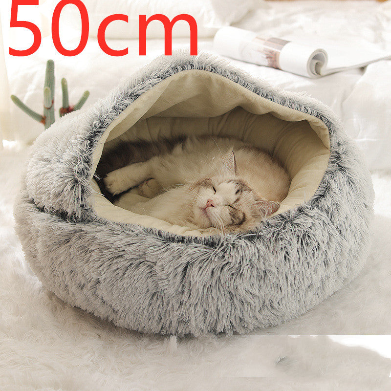 2 In 1 Round Plush Warm Bed