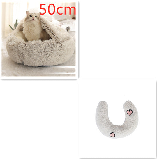 2 In 1 Round Plush Warm Bed