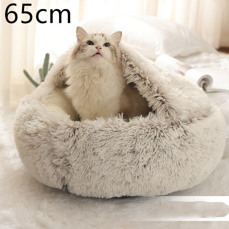 2 In 1 Round Plush Warm Bed