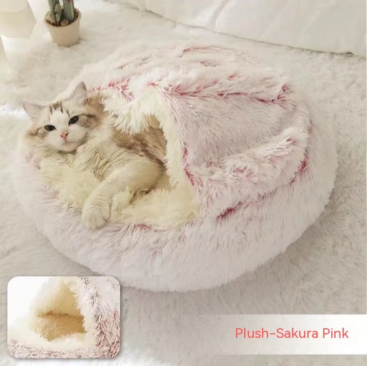 2 In 1 Round Plush Warm Bed