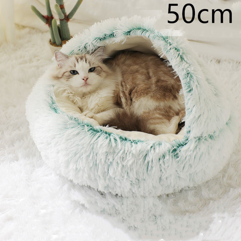 2 In 1 Round Plush Warm Bed