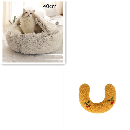2 In 1 Round Plush Warm Bed