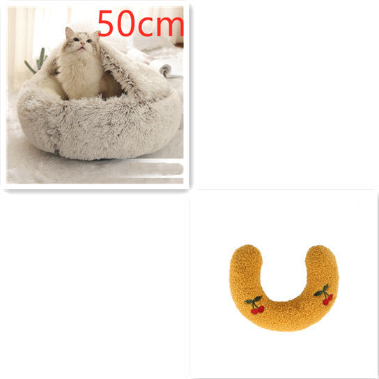 2 In 1 Round Plush Warm Bed