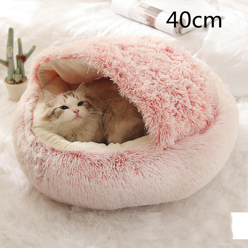 2 In 1 Round Plush Warm Bed