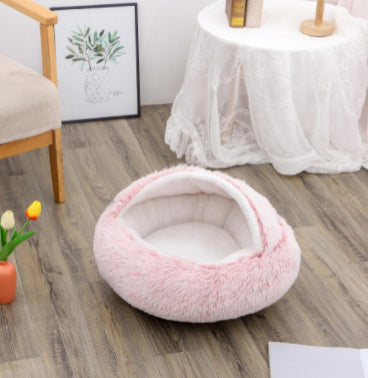 2 In 1 Round Plush Warm Bed
