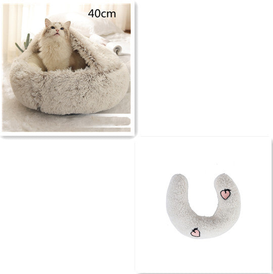 2 In 1 Round Plush Warm Bed