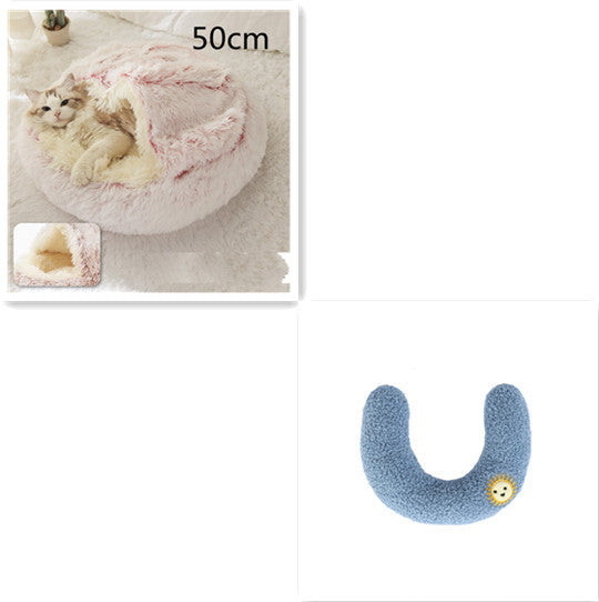 2 In 1 Round Plush Warm Bed