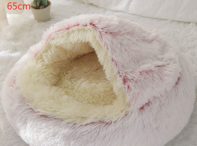 2 In 1 Round Plush Warm Bed