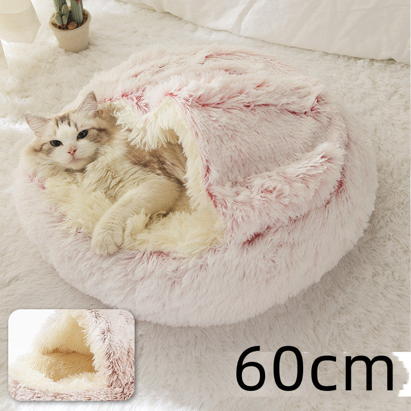 2 In 1 Round Plush Warm Bed