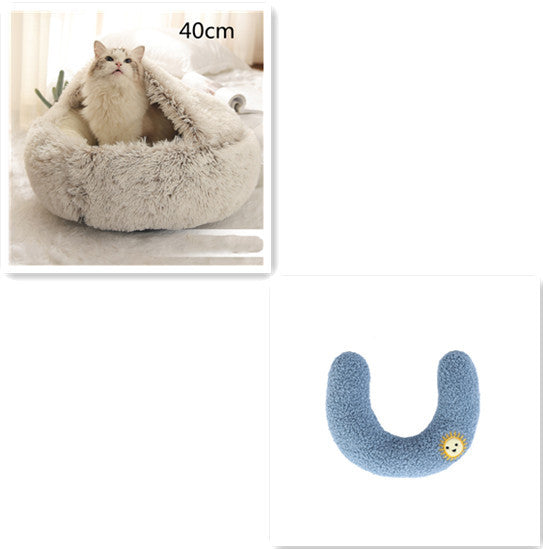 2 In 1 Round Plush Warm Bed