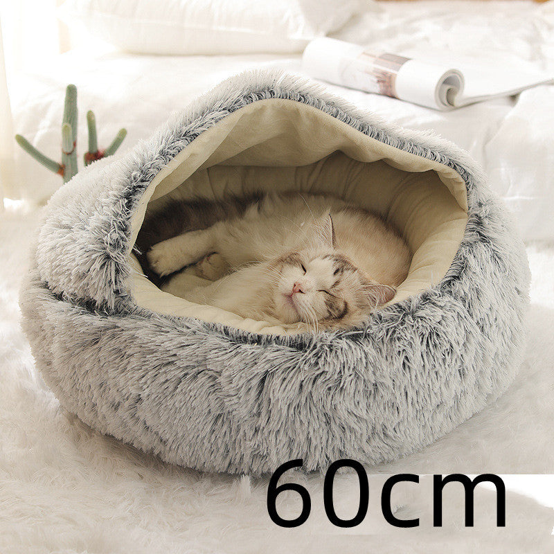 2 In 1 Round Plush Warm Bed