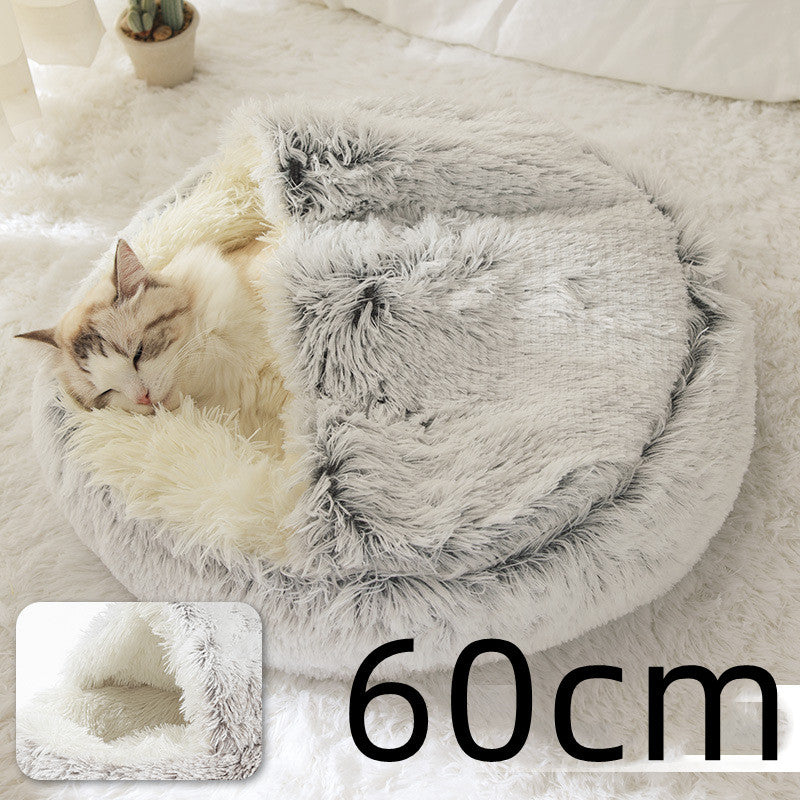 2 In 1 Round Plush Warm Bed