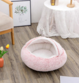 2 In 1 Round Plush Warm Bed