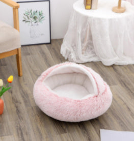 2 In 1 Round Plush Warm Bed
