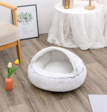 2 In 1 Round Plush Warm Bed